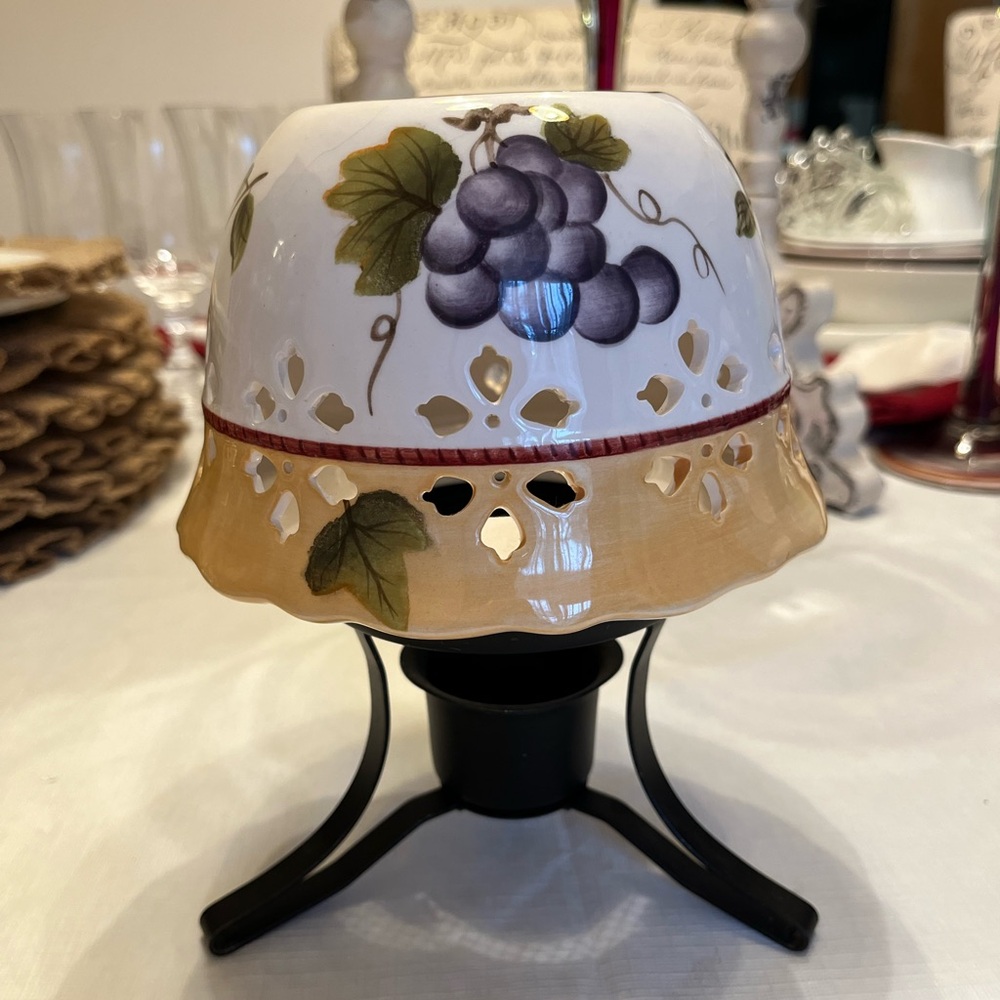 Home Interiors Sonoma Villa Fruit Candle Shade - Pear, Apple, & Grape design.
